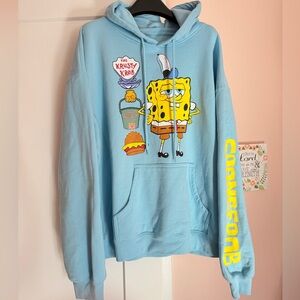 🧽 SpongeBob light blue sweatshirt hoodie Krusty Krab size XL